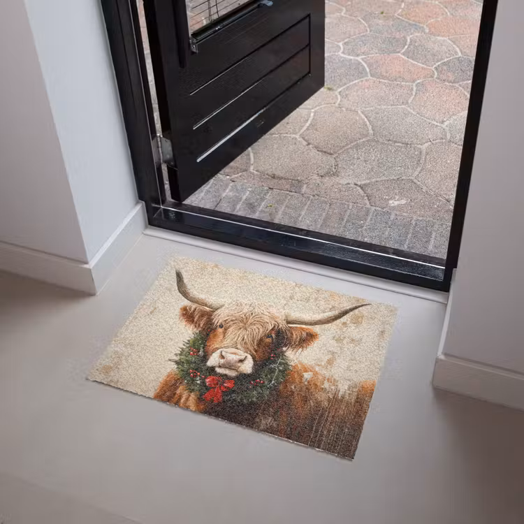 Deurmat - Kerst - Schotse Hooglander - Bruin - Krans — 4