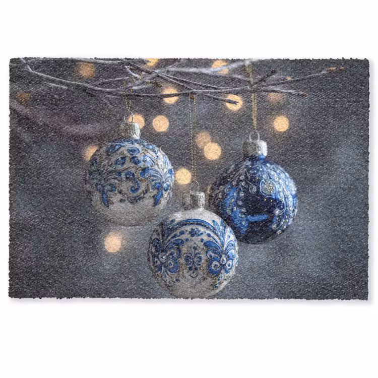 Deurmat - Kerstbal - Versierd - Blauw — 1