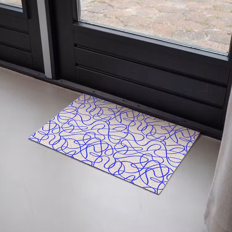 Deurmat - Patronen - Beige - Blauw - Lijnen — 2