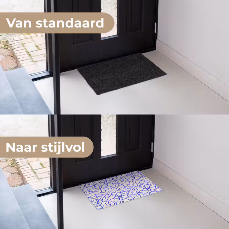 Deurmat - Patronen - Beige - Blauw - Lijnen — 3
