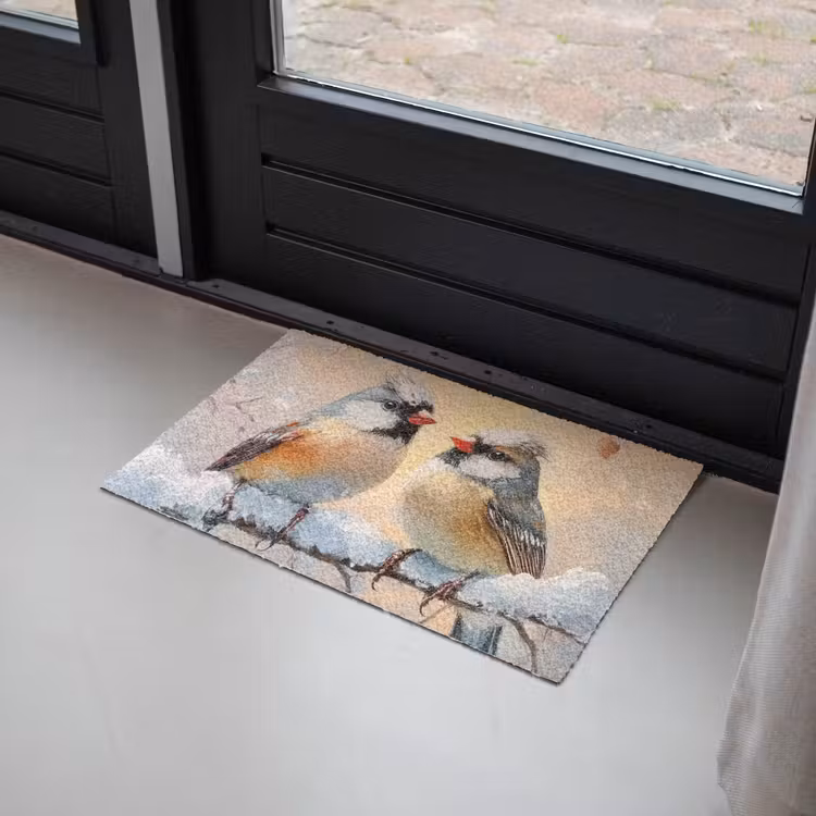 Deurmat - Vogels - Tak - Winter - Sneeuw — 2