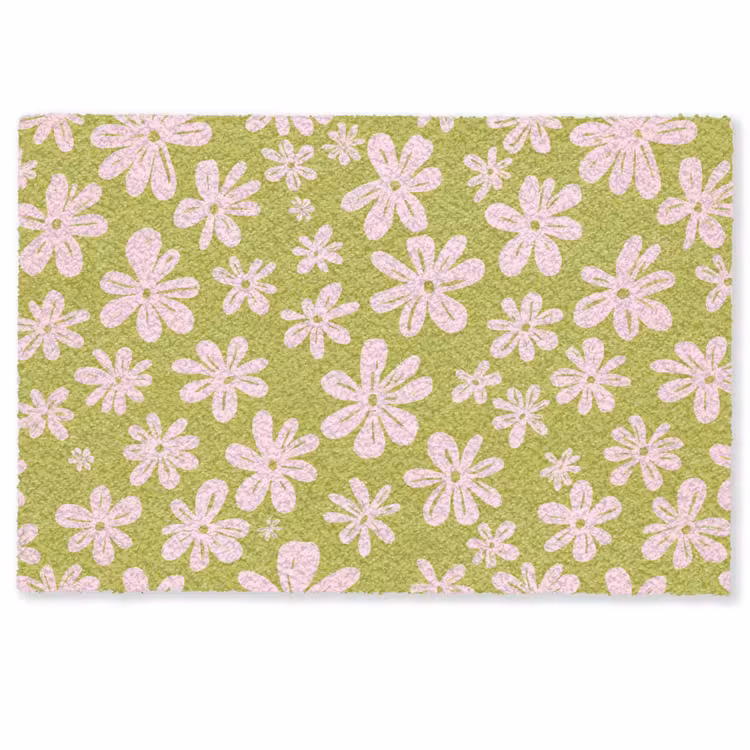 Deurmat - Bloemen - Roze - Getekend - Patroon — 1