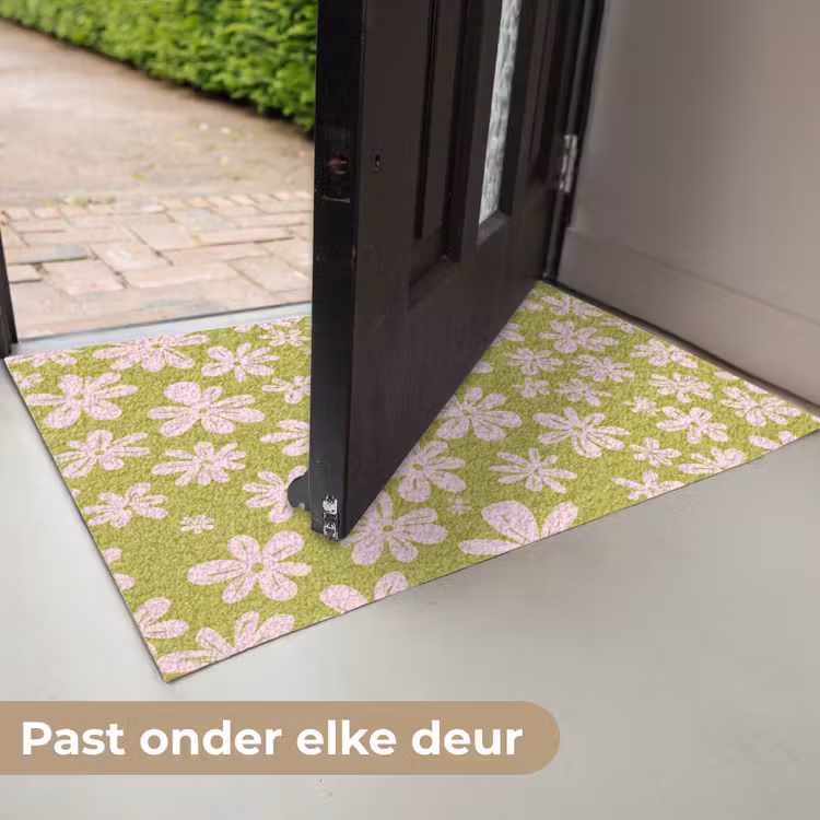 Deurmat - Bloemen - Roze - Getekend - Patroon — 7
