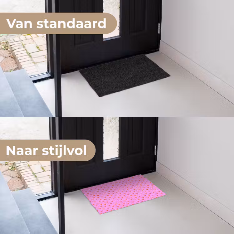 Deurmat - Rood -  Hartjes - Roze - Patroon — 3