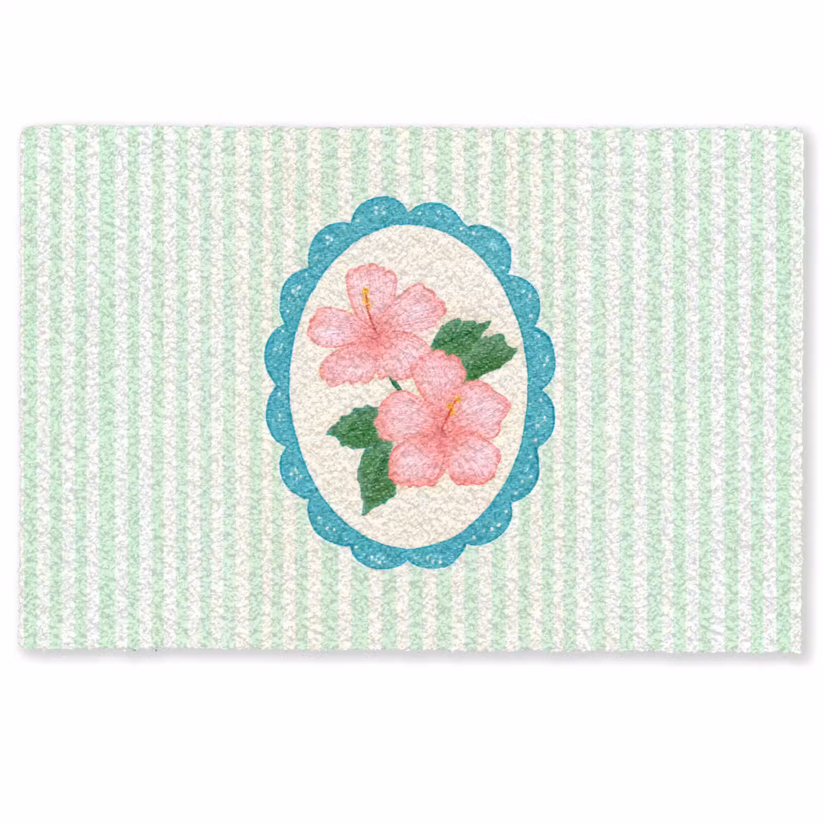 Deurmat - Bloemen - Ovaal - Strepen - Groen — 1