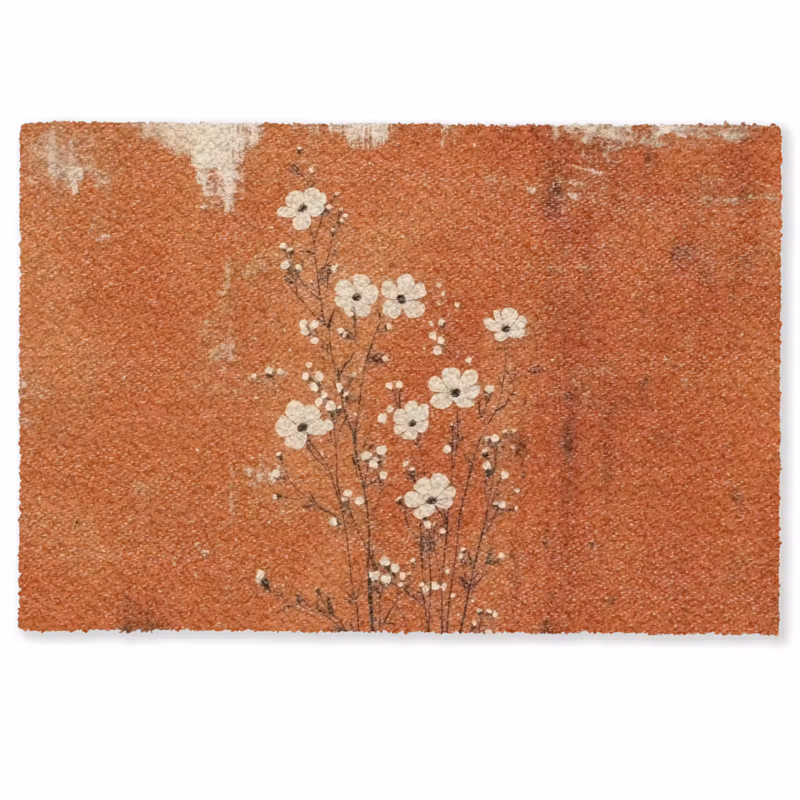 Deurmat - Bloemen - Wit - Subtiel - Roestkleur — 1