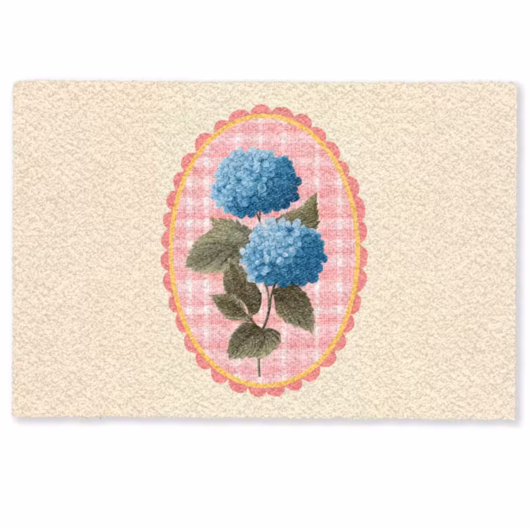 Deurmat - Bloemen - Blauw - Lijst - Bladeren — 1