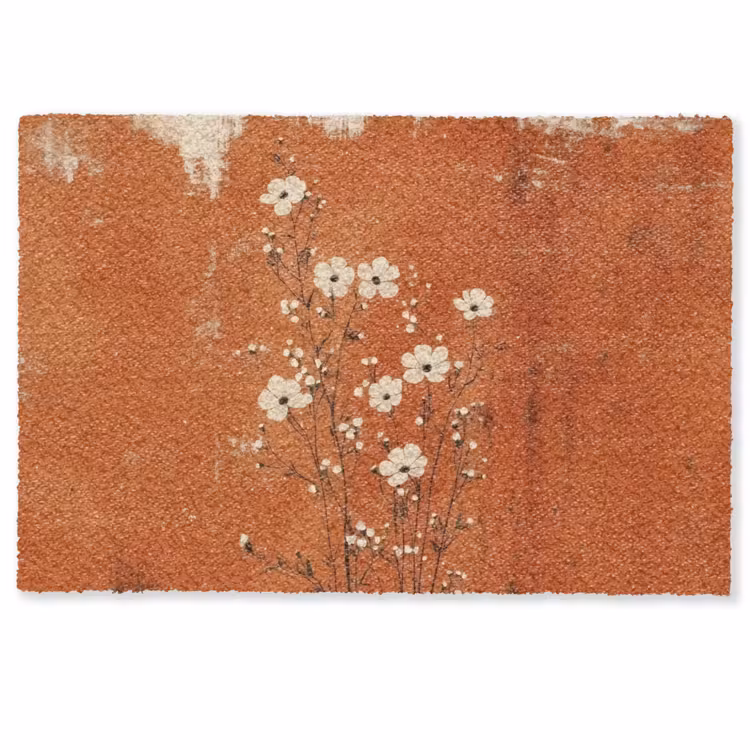 Deurmat - Bloemen - Wit - Subtiel - Roestkleur — 1