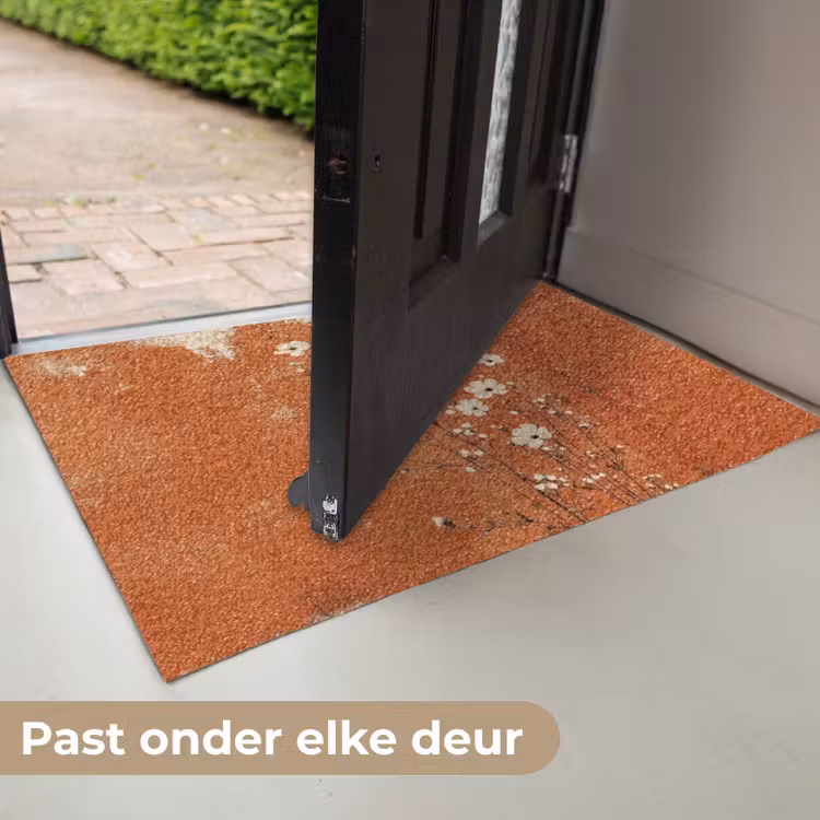 Deurmat - Bloemen - Wit - Subtiel - Roestkleur — 7
