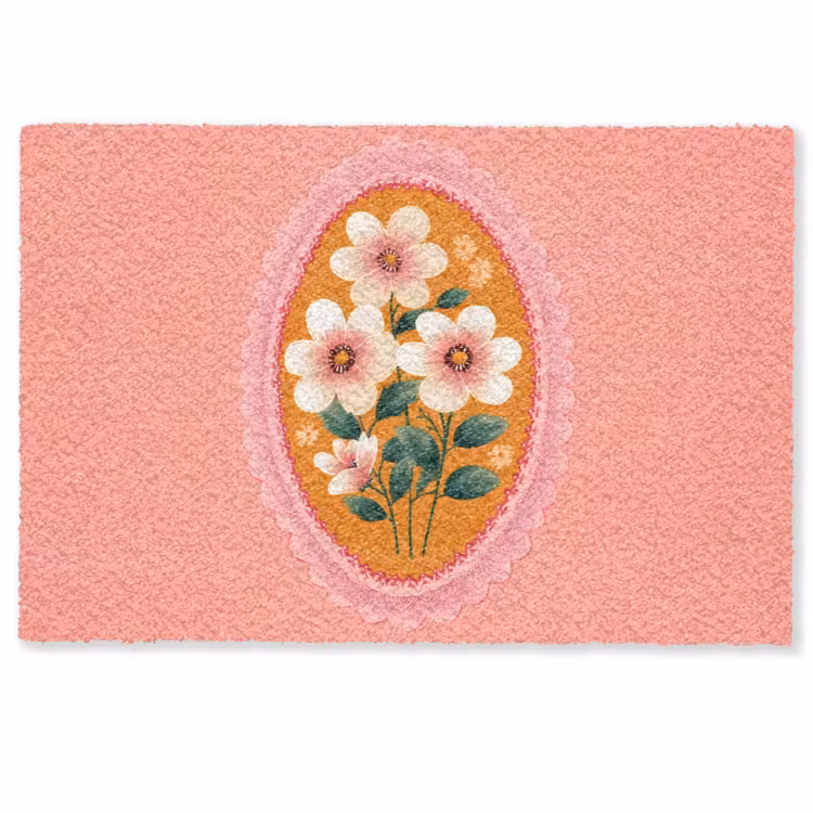 Deurmat - Illustratie - Bloemen - Rand - Roze — 1