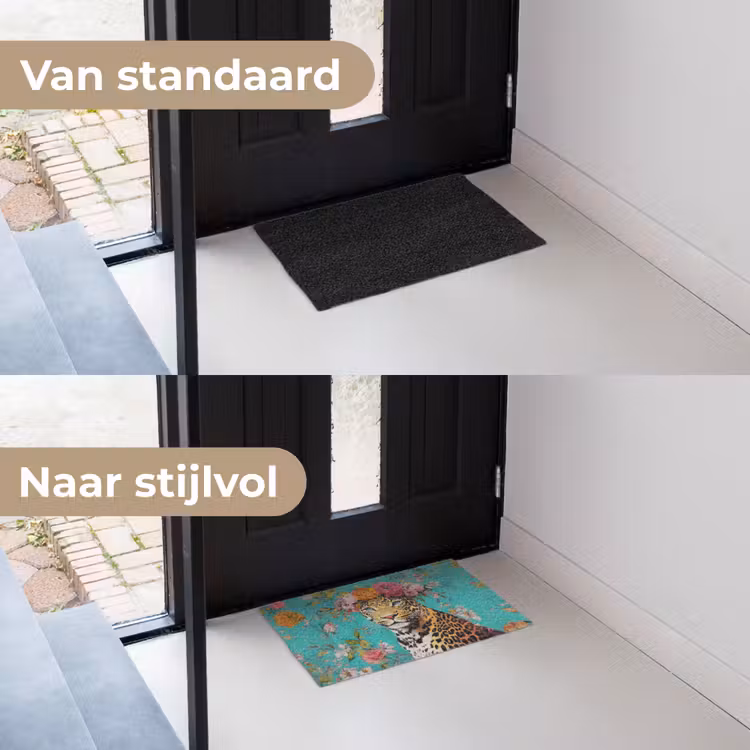 Deurmat - Luipaard - Bloemen - Kroon — 3