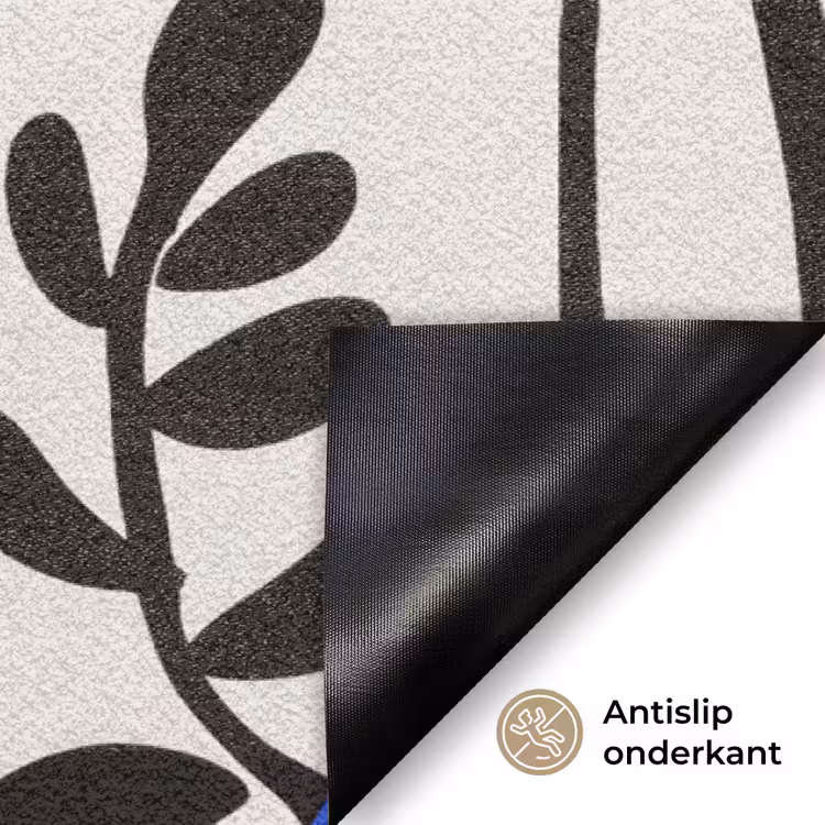 Deurmat - Bloemen - Bladeren - Abstract - Zwart — 6