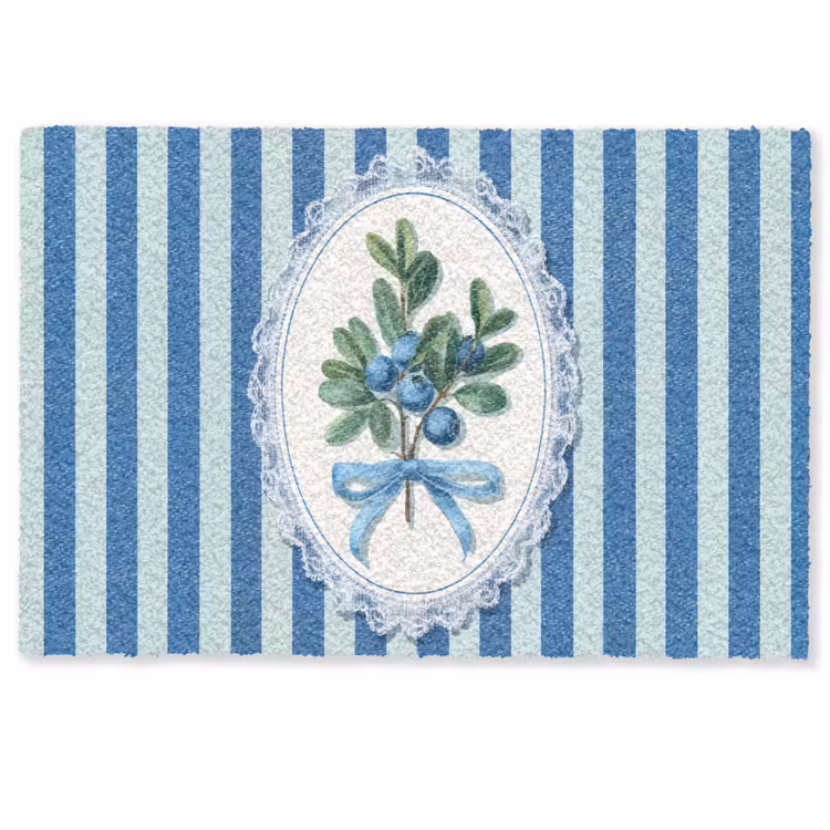 Deurmat - Illustratie - Bessen - Blauw - Strepen — 1
