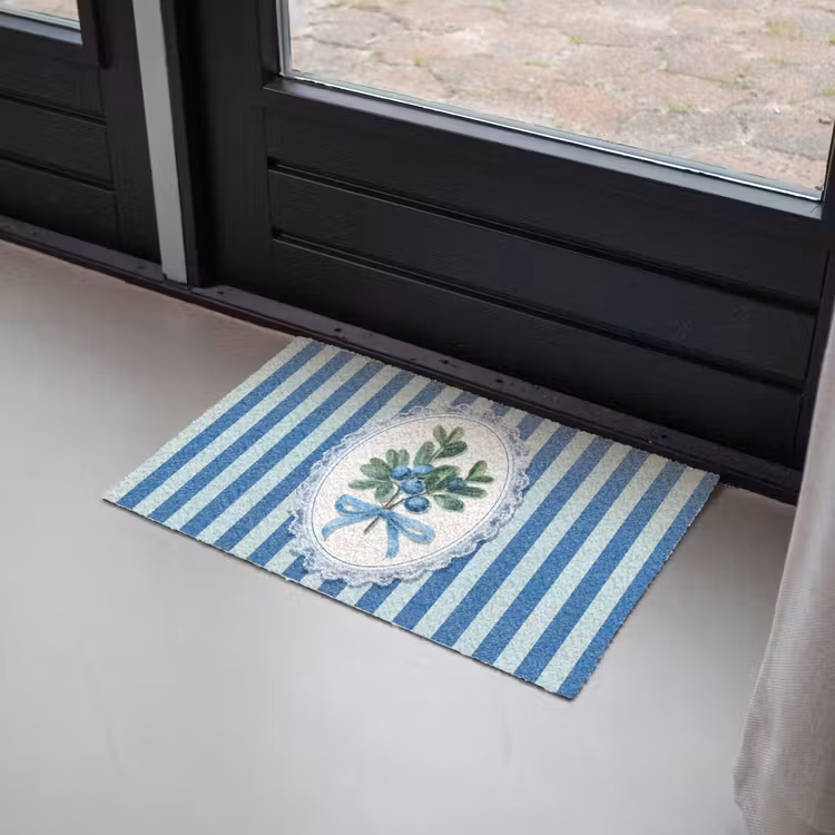 Deurmat - Illustratie - Bessen - Blauw - Strepen — 2