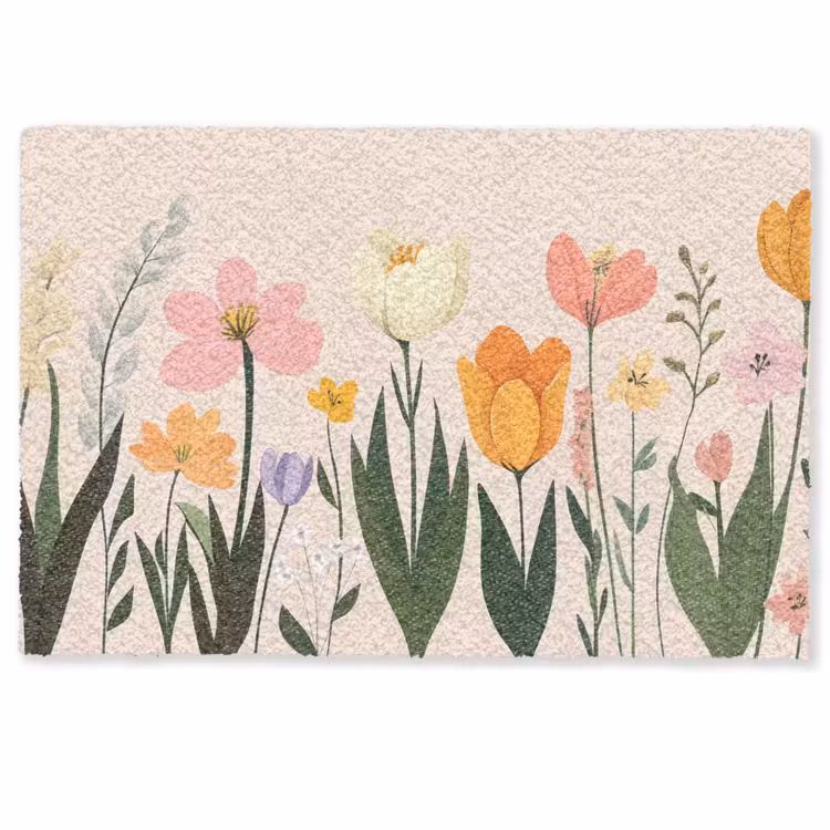 Deurmat - Pasteltinten - Bloemen - Illustratie — 1