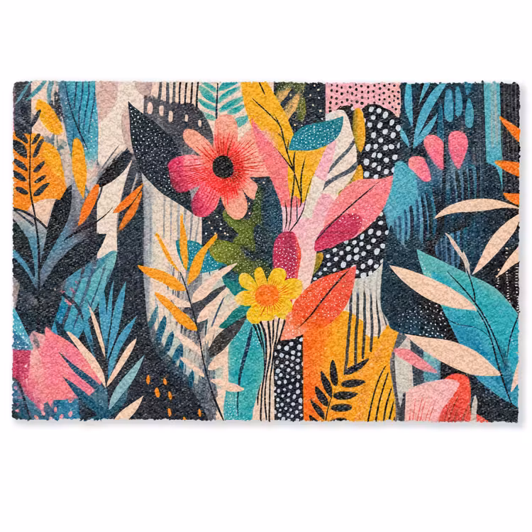 Deurmat - Schilderij - Abstract - Bloemen - Roze — 1