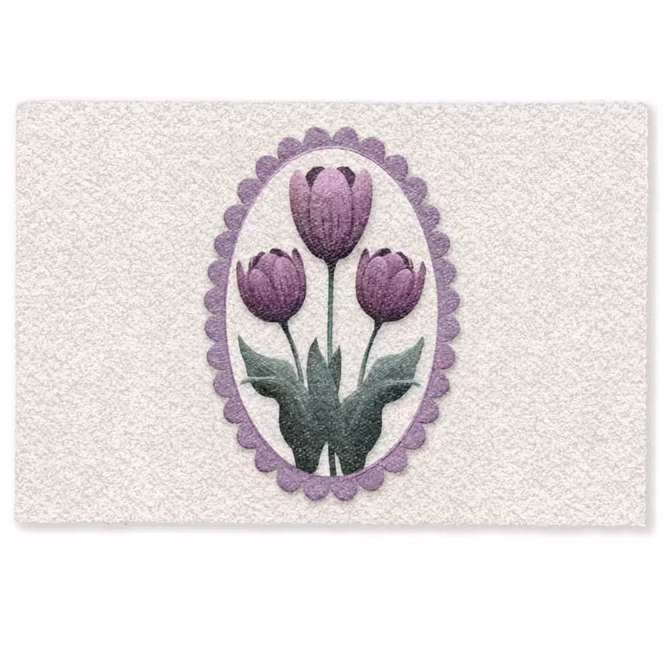 Deurmat - Tulpen - Paars - Lijst - Bladeren — 1