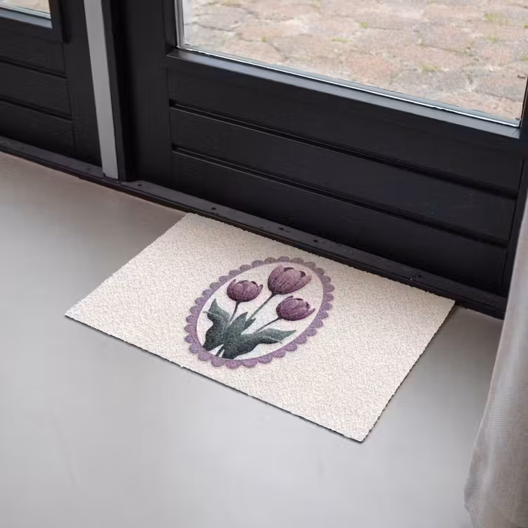 Deurmat - Tulpen - Paars - Lijst - Bladeren — 2