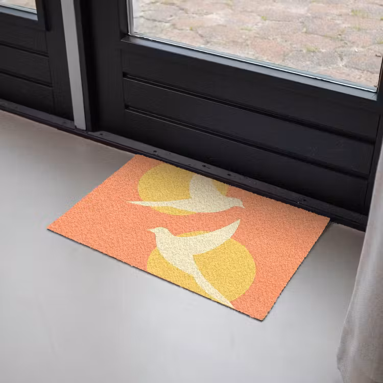 Deurmat - Vogels - Cirkels - Geel — 2