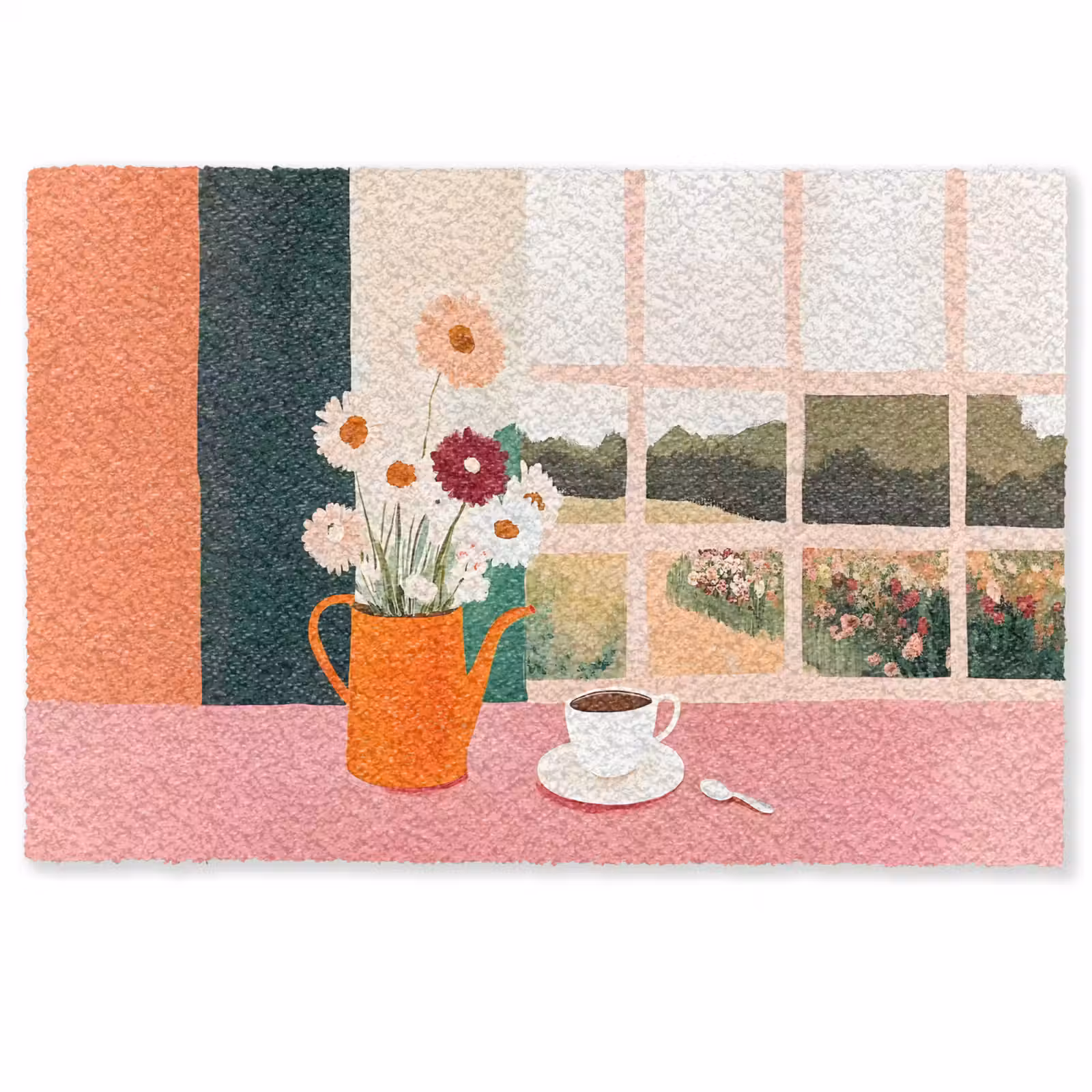 Deurmat - Bloemen - Koffie - Raam — 1