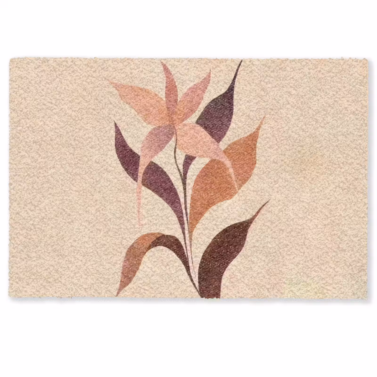 Deurmat - Minimalistisch - Bloem - Bladeren - Beige — 1