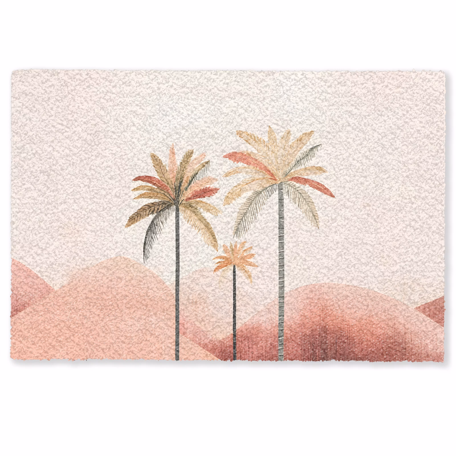 Deurmat - Palmbomen - Heuvels - Minimalistisch - Zachtroze — 1