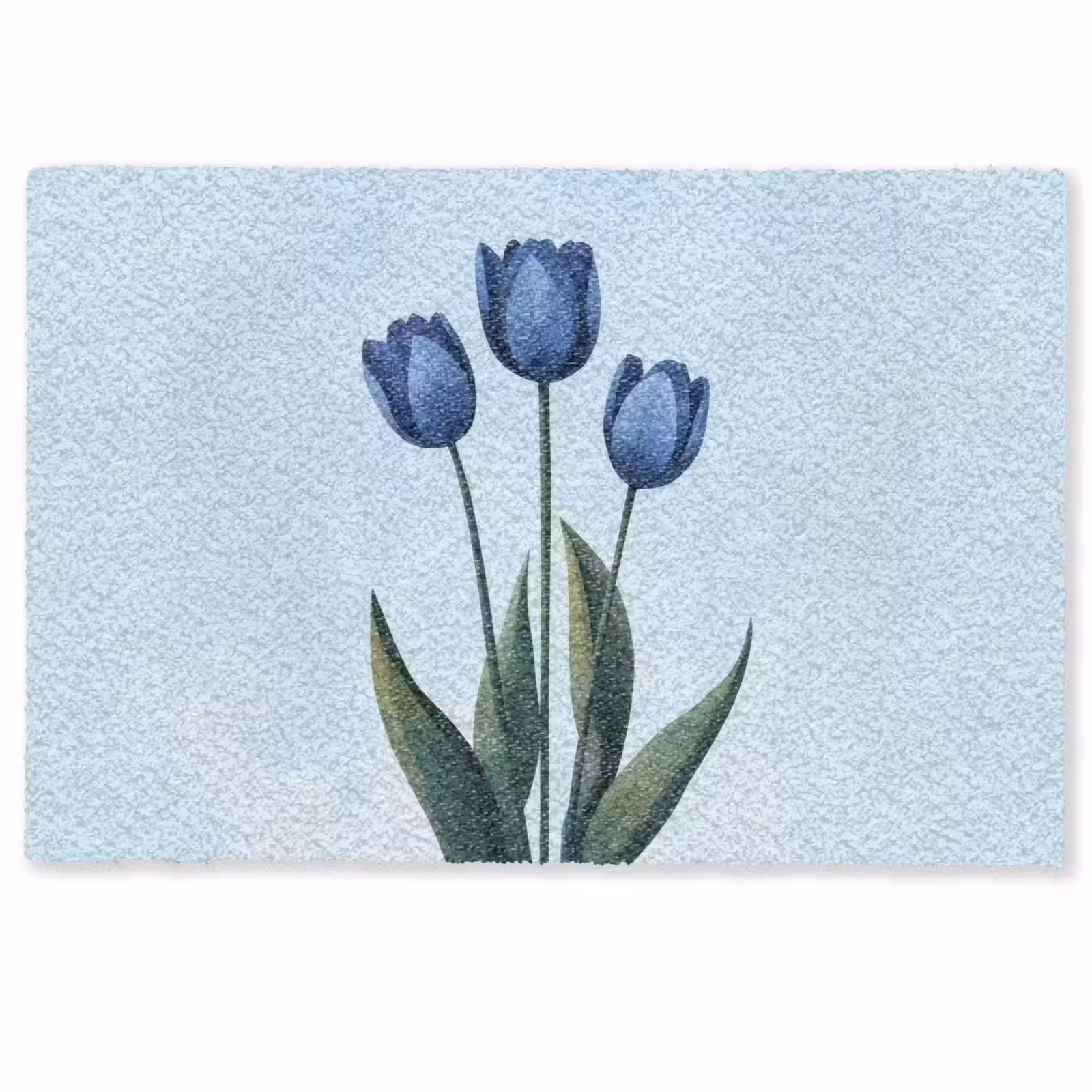 Deurmat - Tulpen - Blauw - Bladeren — 1
