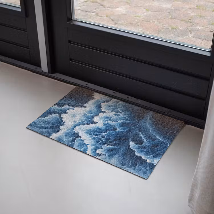 Deurmat - Golven - Blauw - Schuim — 2