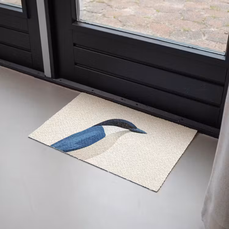 Deurmat - Illustratie - Blauw - Vogel — 2