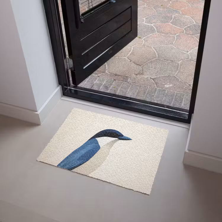 Deurmat - Illustratie - Blauw - Vogel — 4