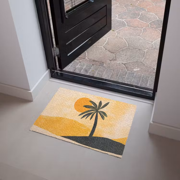 Deurmat - Illustratie - Palmboom - Zon - Heuvels — 4