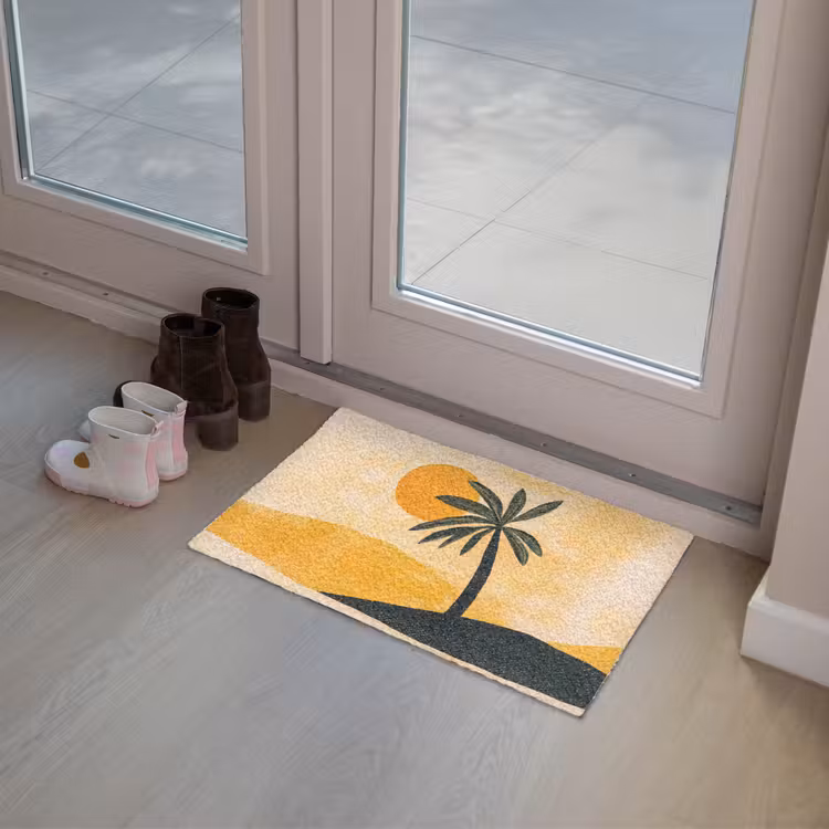 Deurmat - Illustratie - Palmboom - Zon - Heuvels — 8