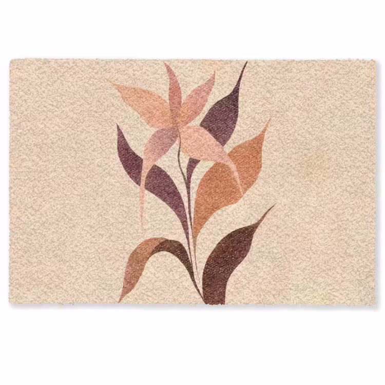 Deurmat - Minimalistisch - Bloem - Bladeren - Beige — 1
