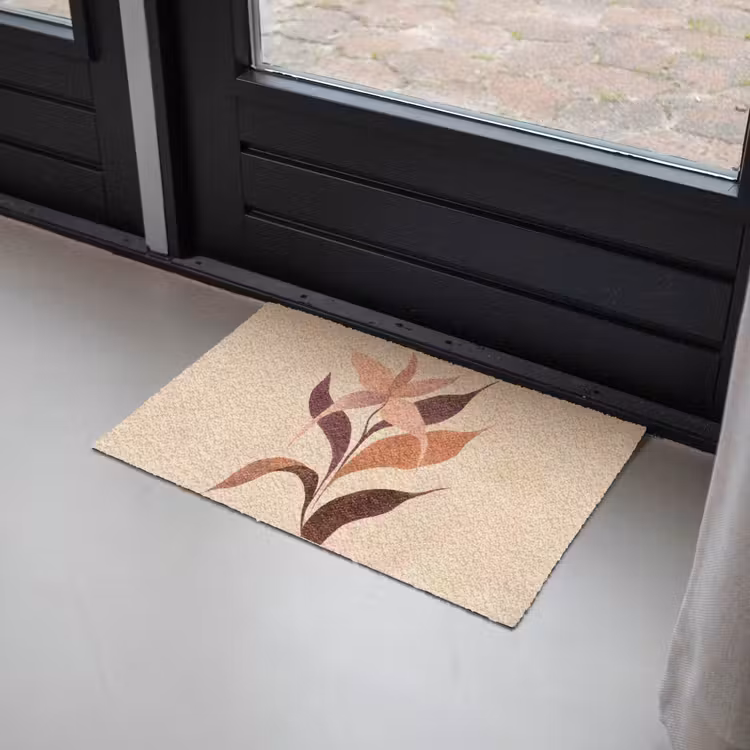 Deurmat - Minimalistisch - Bloem - Bladeren - Beige — 2