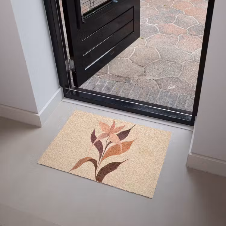 Deurmat - Minimalistisch - Bloem - Bladeren - Beige — 4