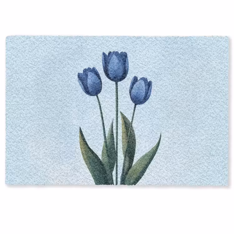 Deurmat - Tulpen - Blauw - Bladeren — 1