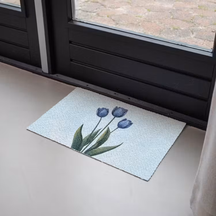 Deurmat - Tulpen - Blauw - Bladeren — 2