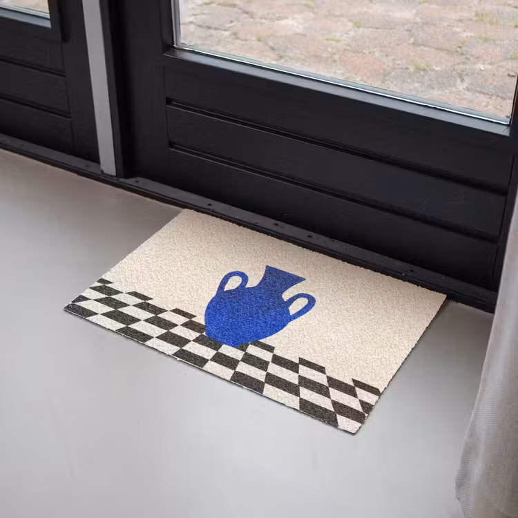 Deurmat - Vaas - Blauw - Geblokt - Modern — 2