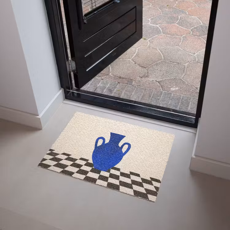 Deurmat - Vaas - Blauw - Geblokt - Modern — 4