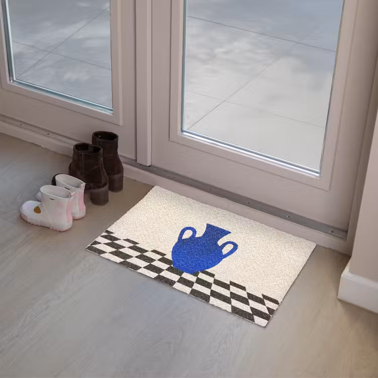 Deurmat - Vaas - Blauw - Geblokt - Modern — 8