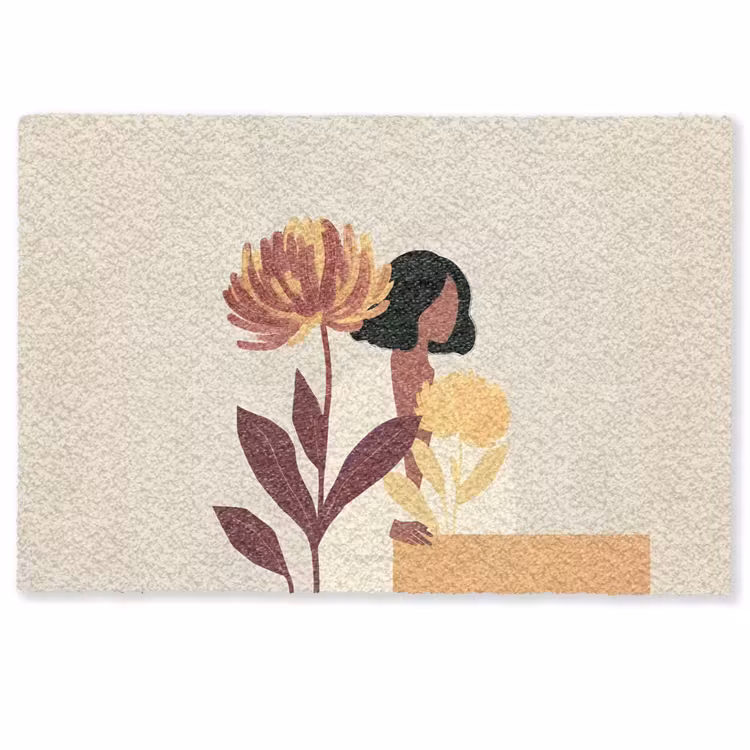 Deurmat - Vrouw - Minimalistisch - Bloem — 1