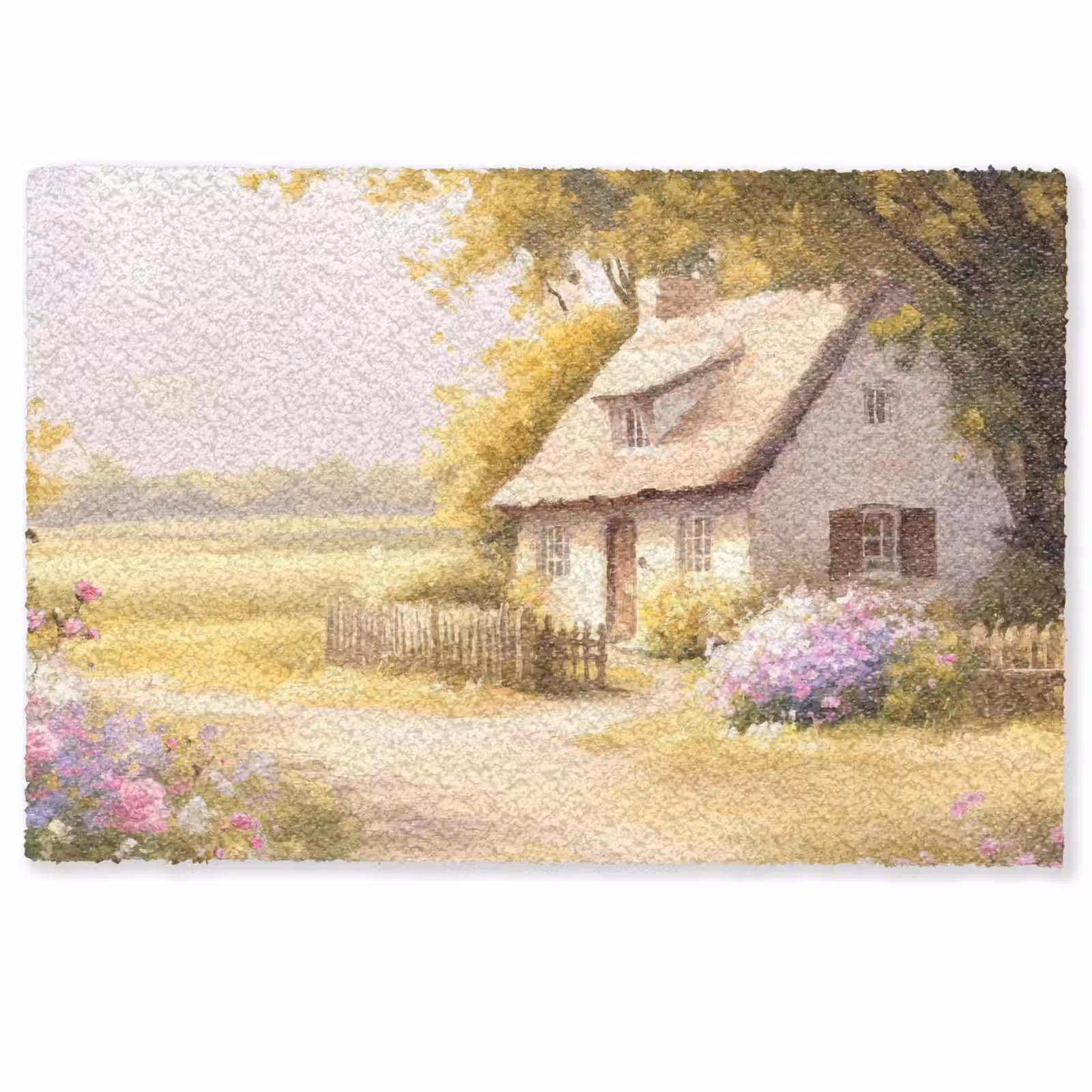 Deurmat - Huisje - Hout - Bloemen — 1