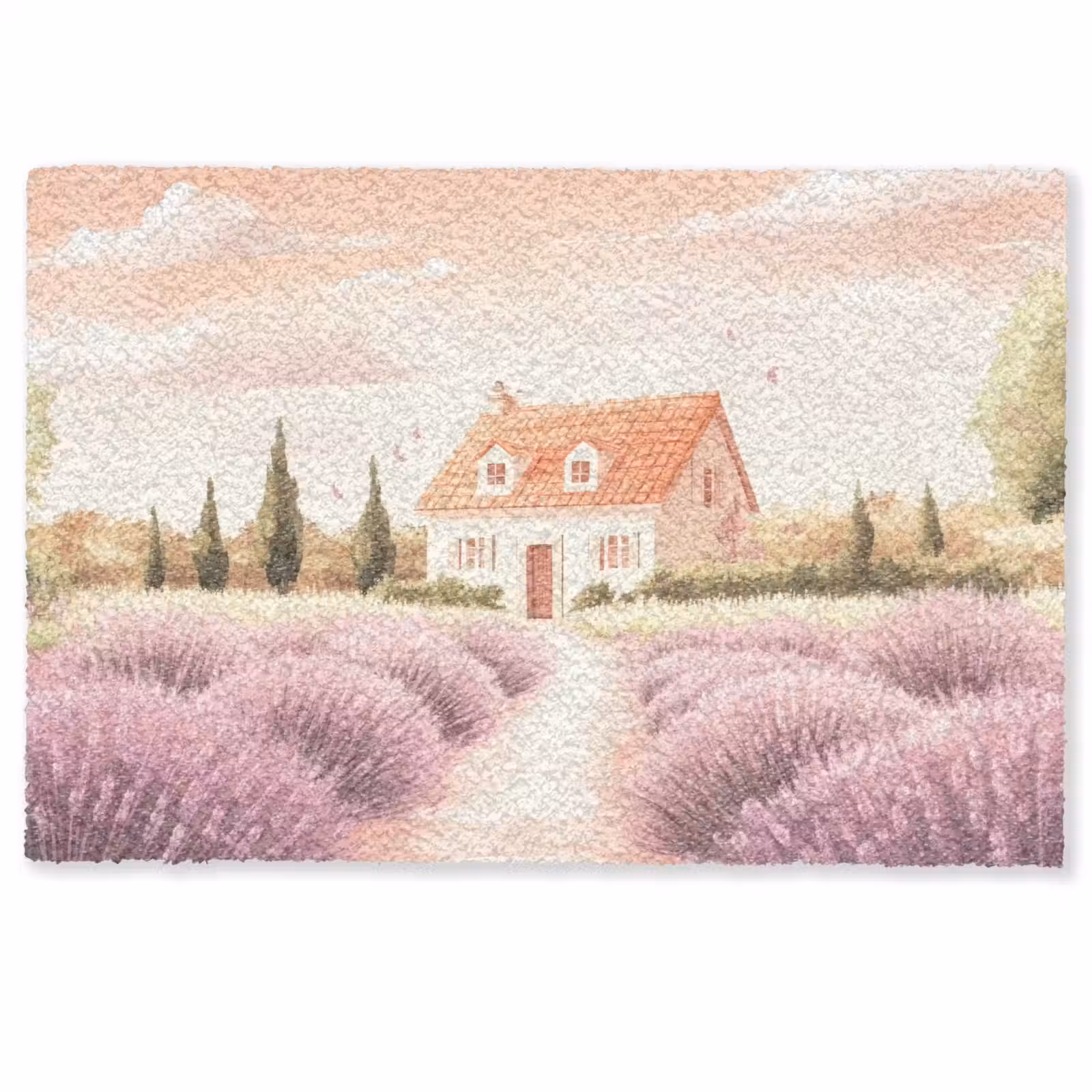 Deurmat - Lavendelveld - Huis - Paars — 1