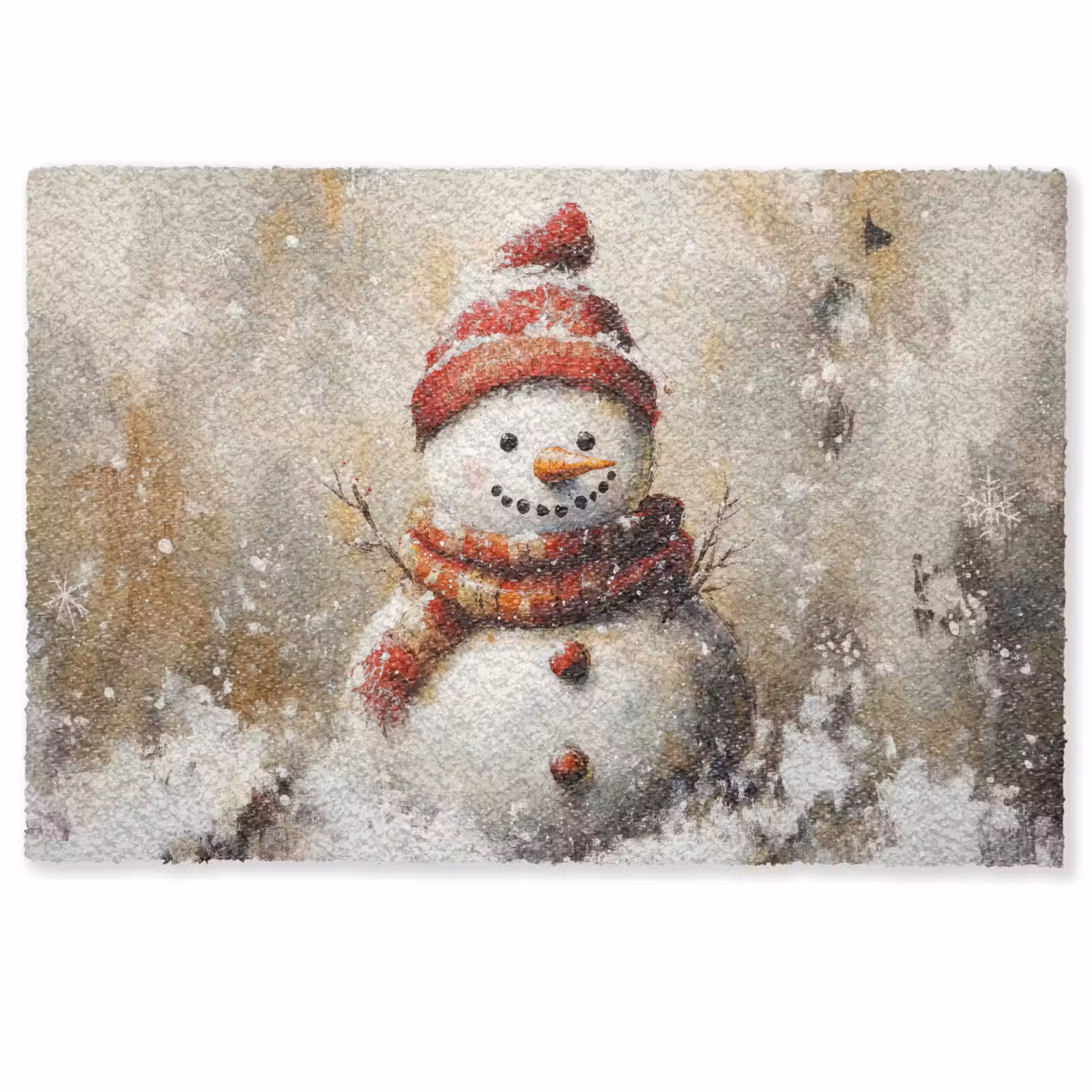 Deurmat - Sneeuwpop - Winter - Sneeuw - Beige — 1