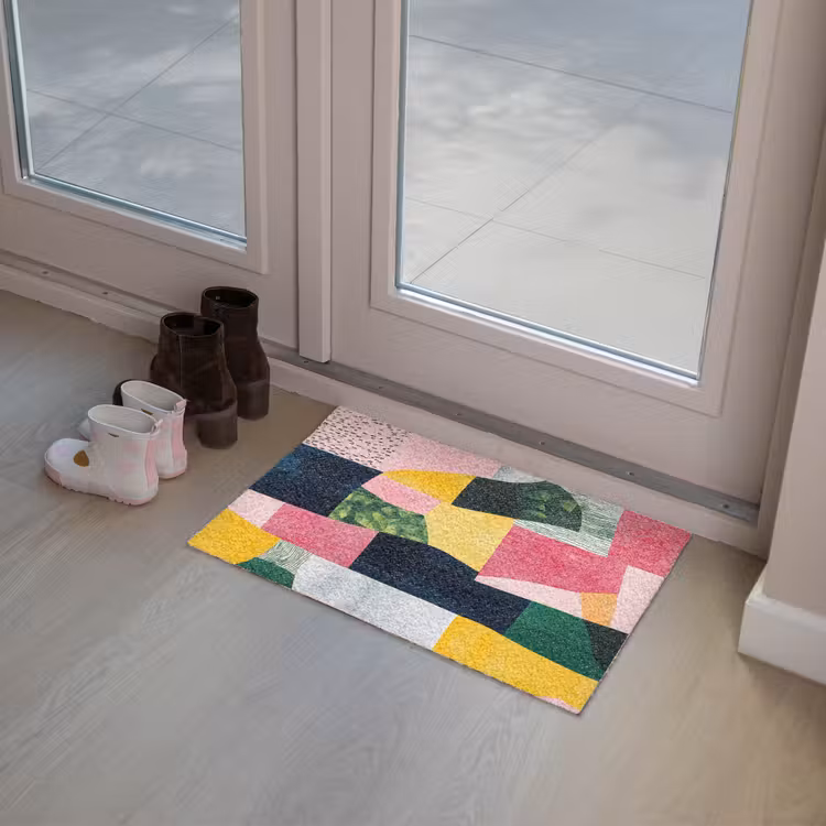 Deurmat - Abstract - Roze - Lappen - Vormen - Geel — 8