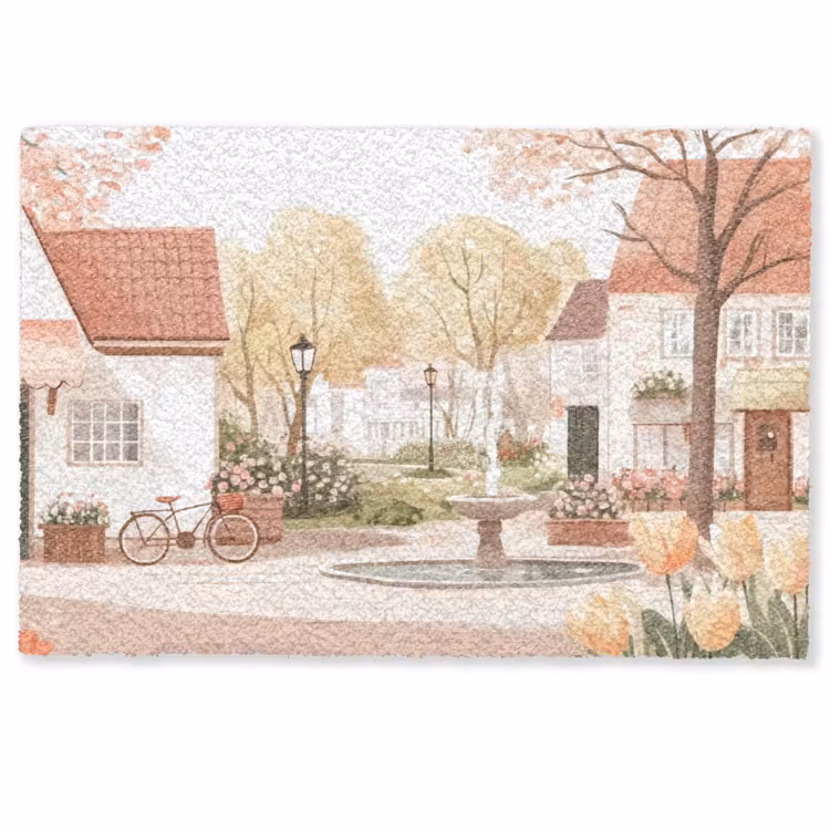 Deurmat - Dorpsplein - Fontein - Tulpen — 1