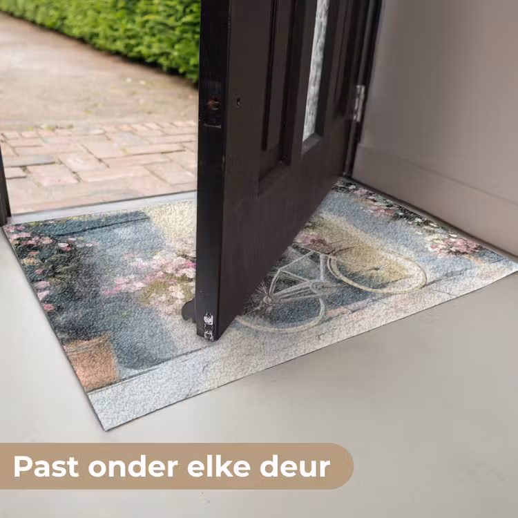 Deurmat - Fiets - Pastelkleuren - Bloemen — 7