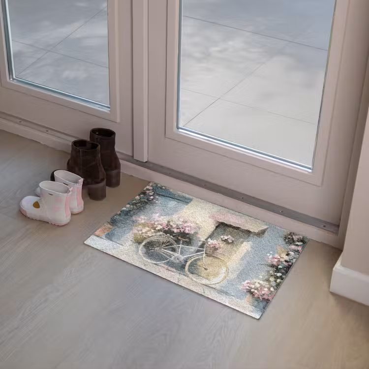 Deurmat - Fiets - Pastelkleuren - Bloemen — 8