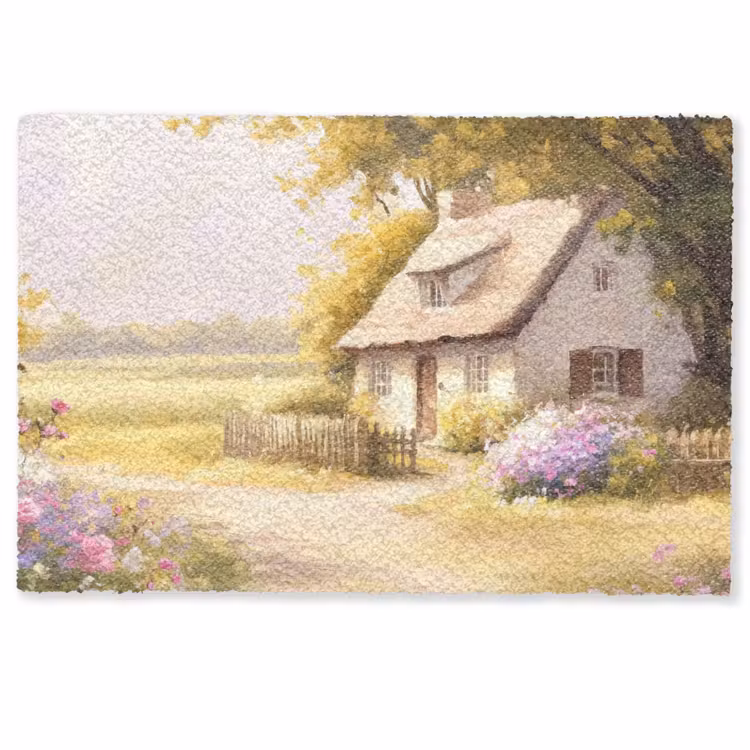 Deurmat - Huisje - Hout - Bloemen — 1