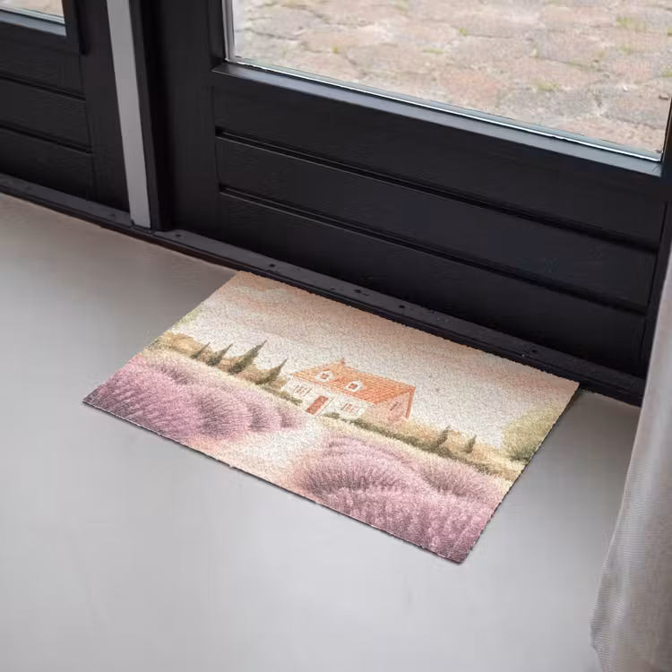 Deurmat - Lavendelveld - Huis - Paars — 2